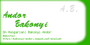 andor bakonyi business card